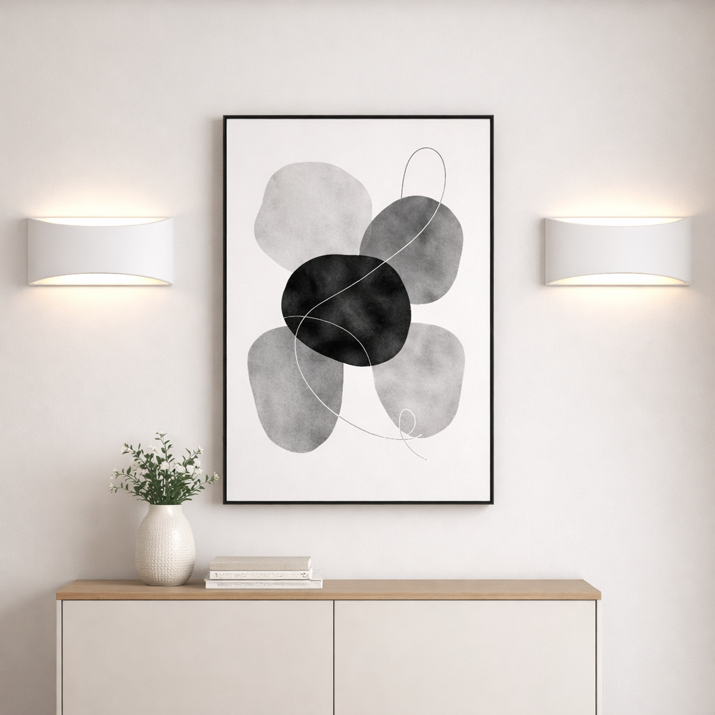 Large Plaster Wall Sconce – Modern Paintable Up & Down Wall Light Fixture