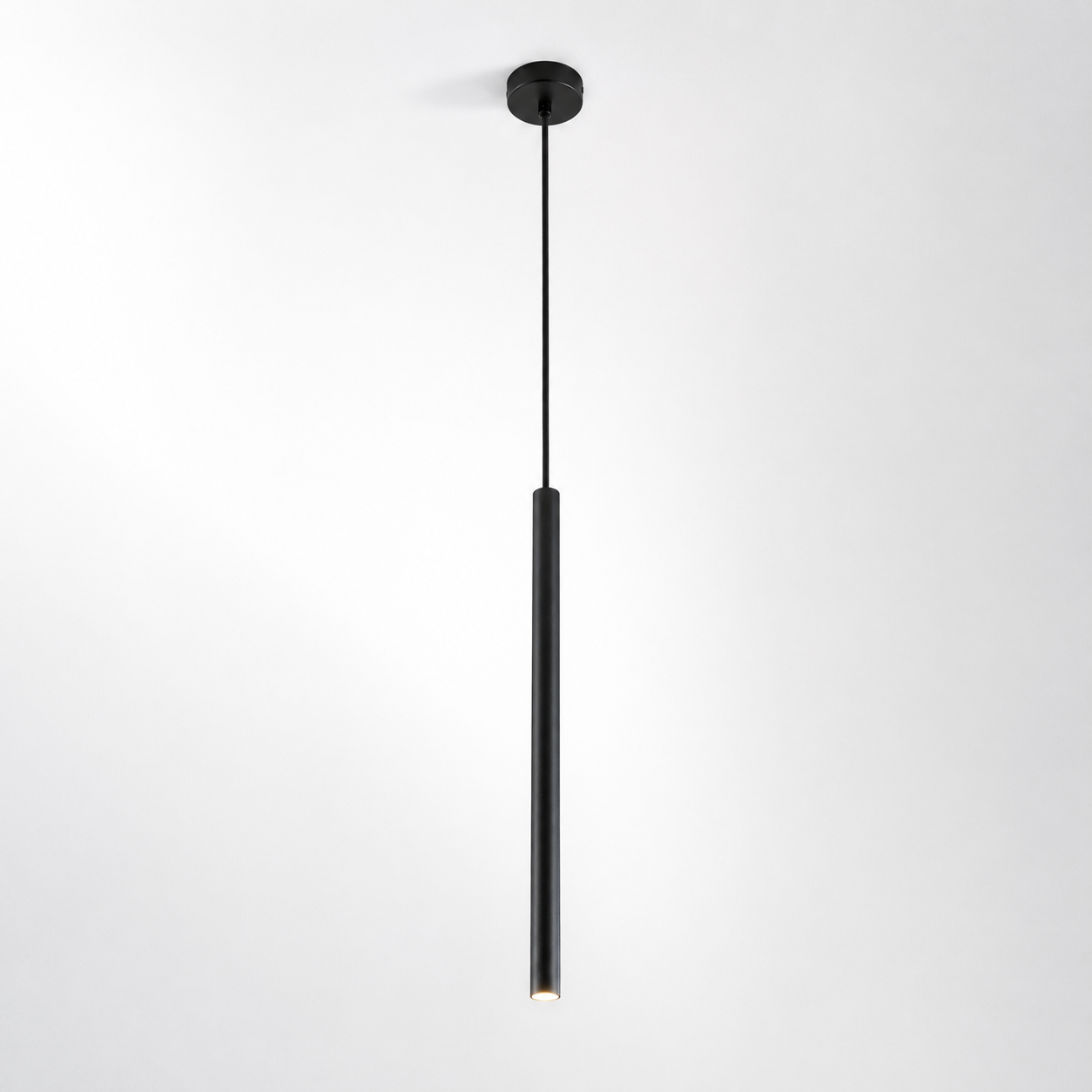 Black Bedside Pendant Light Fixture – Modern Tube Hanging Ceiling Light
