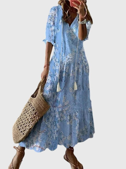 Boho V-Neckline Dress – Evening-Ready Elegance