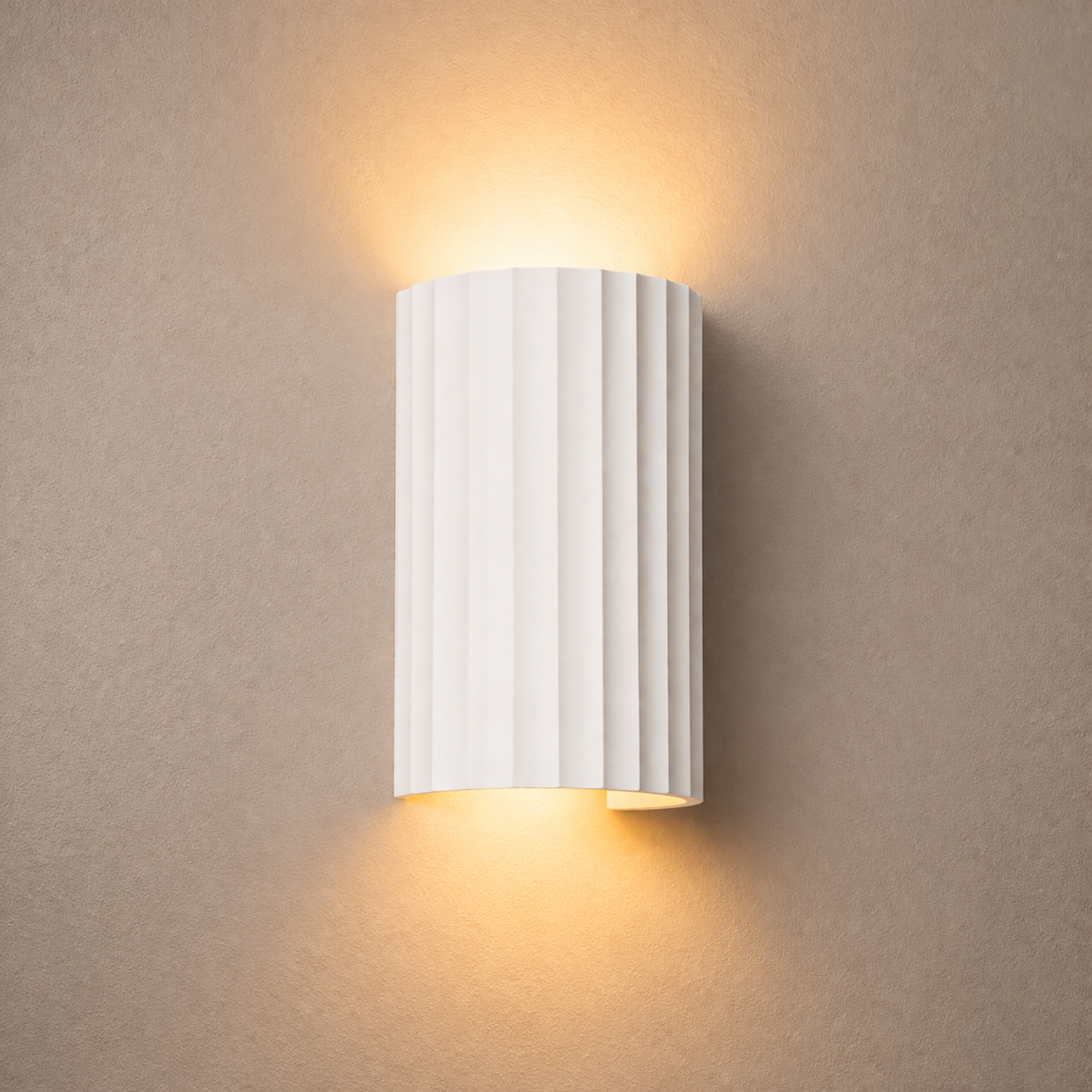 Wall Sconce Light Fixture – Modern Up and Down Wall Light in Ribbed Plaster
