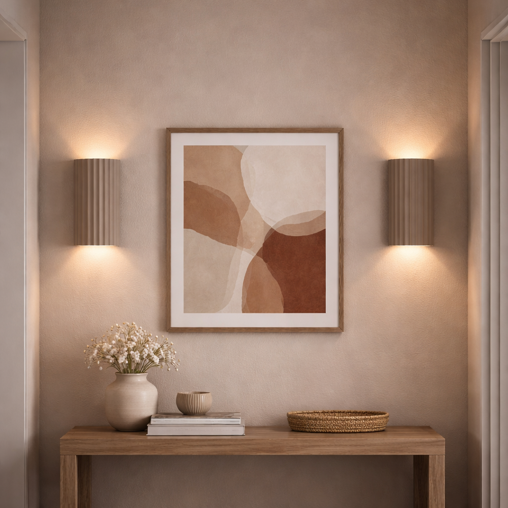 Wall Sconce Light Fixture – Modern Up and Down Wall Light in Ribbed Plaster