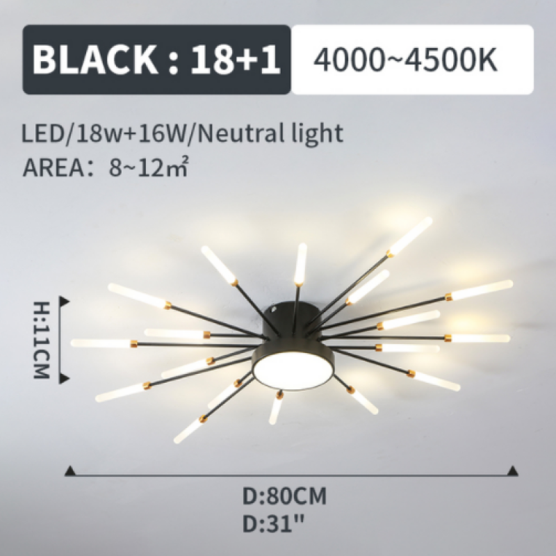 Modern Sputnik Ceiling Light Fixture – Firework Flush Mount LED Ceiling Light