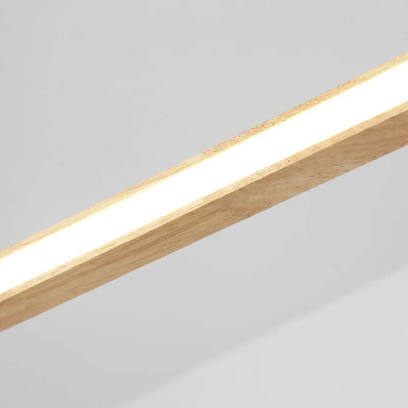 Oval Wood Pendant Light Fixture – Modern Linear LED Kitchen Island Light