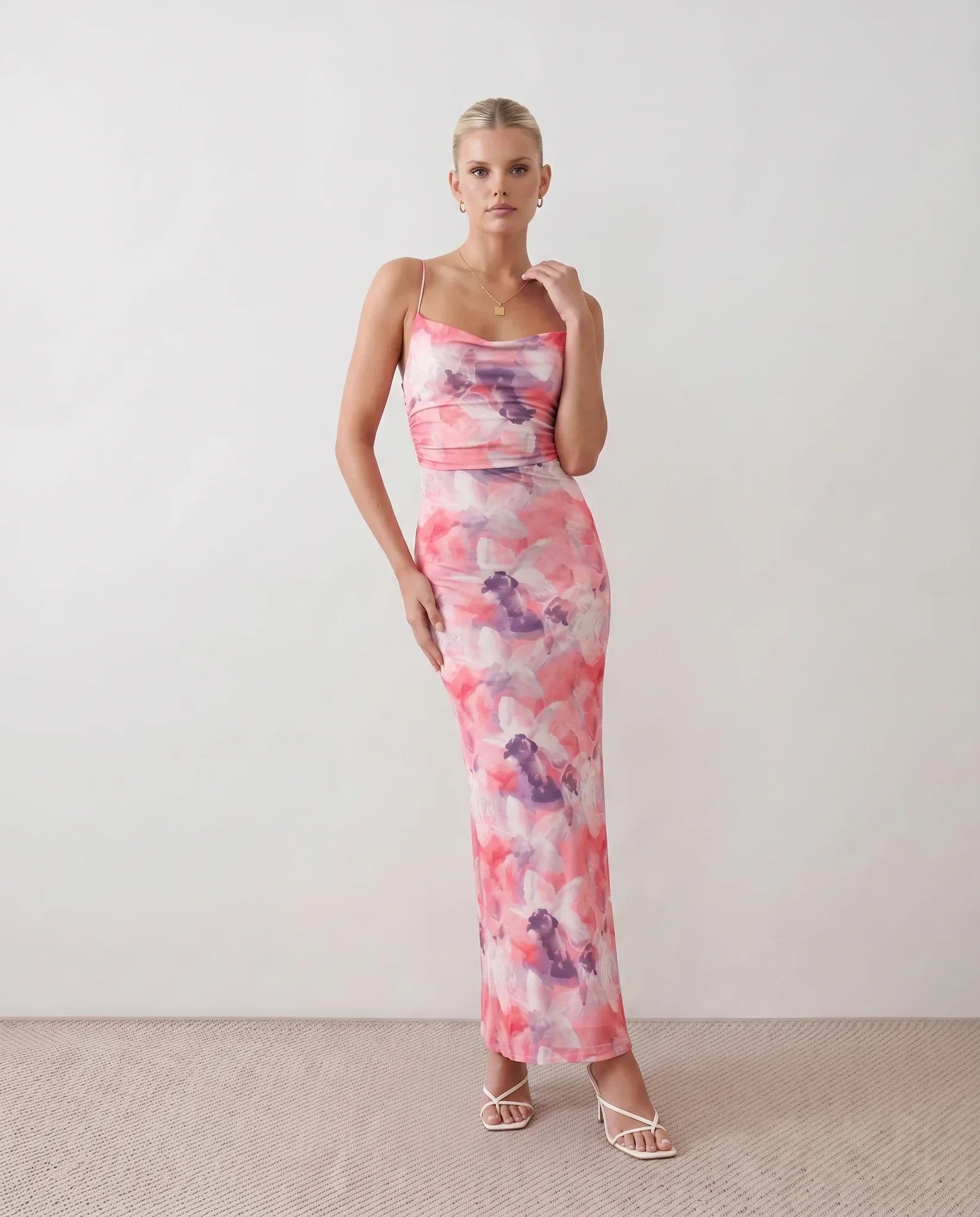 Floral Maxi Bodycon Dress – Evening-Ready Elegance