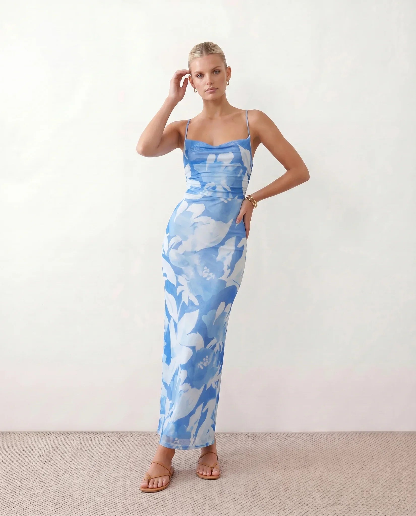 Floral Maxi Bodycon Dress – Evening-Ready Elegance