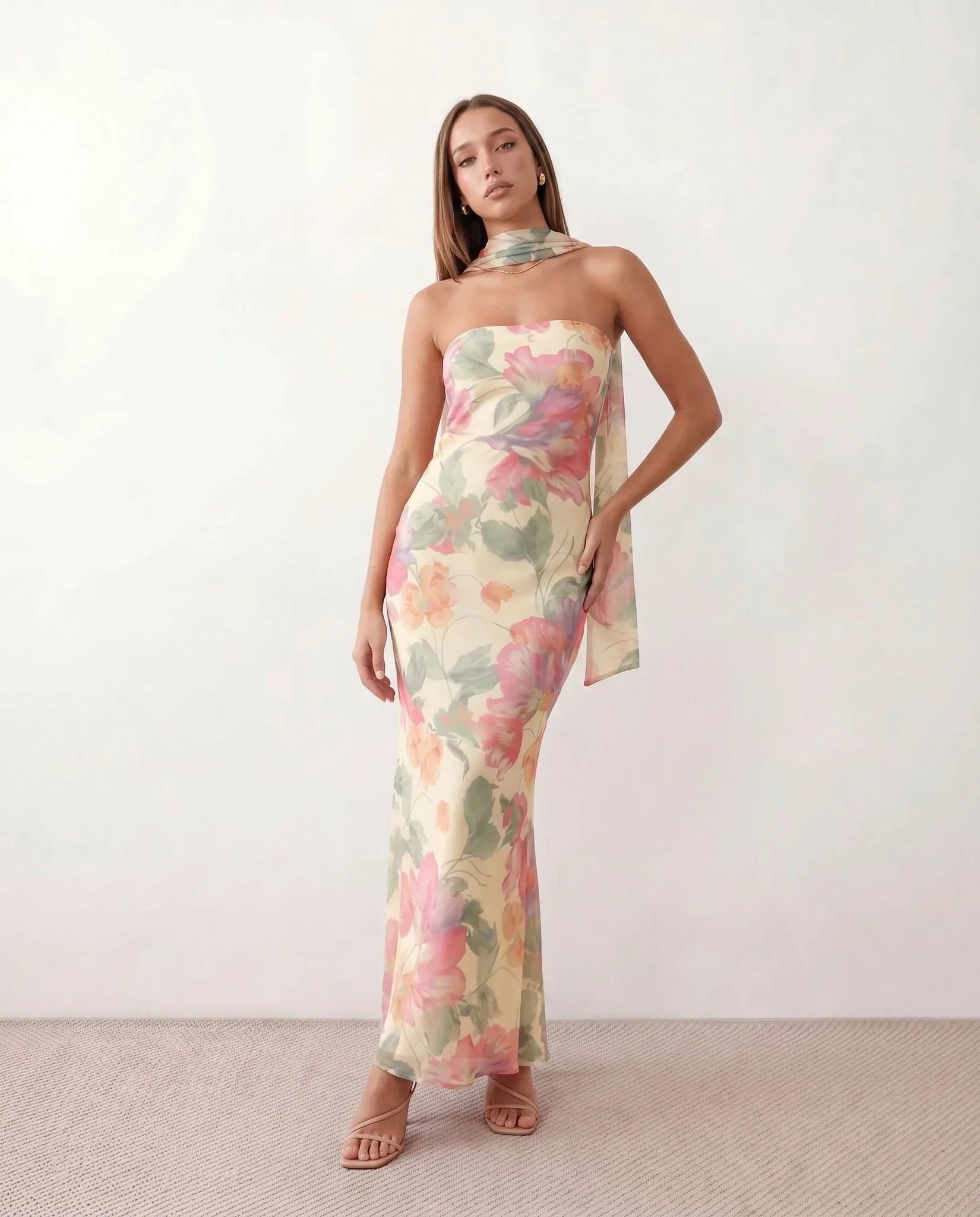Floral Maxi Bodycon Dress – Evening-Ready Elegance
