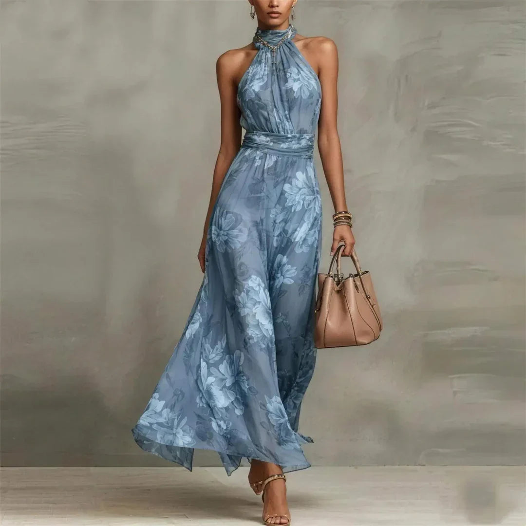 Floral Maxi Halter Wedding Guest Dress – Refined Occasion Look