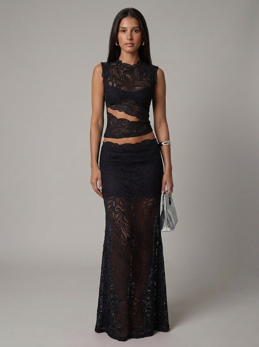 Floral Maxi High-Neck Dress – Evening-Ready Elegance
