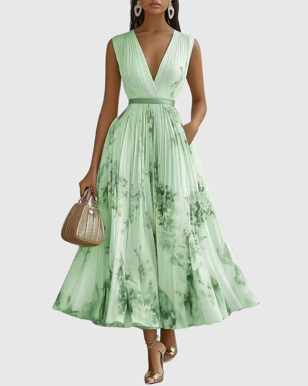 Floral Maxi Pleated Dress – Evening-Ready Elegance
