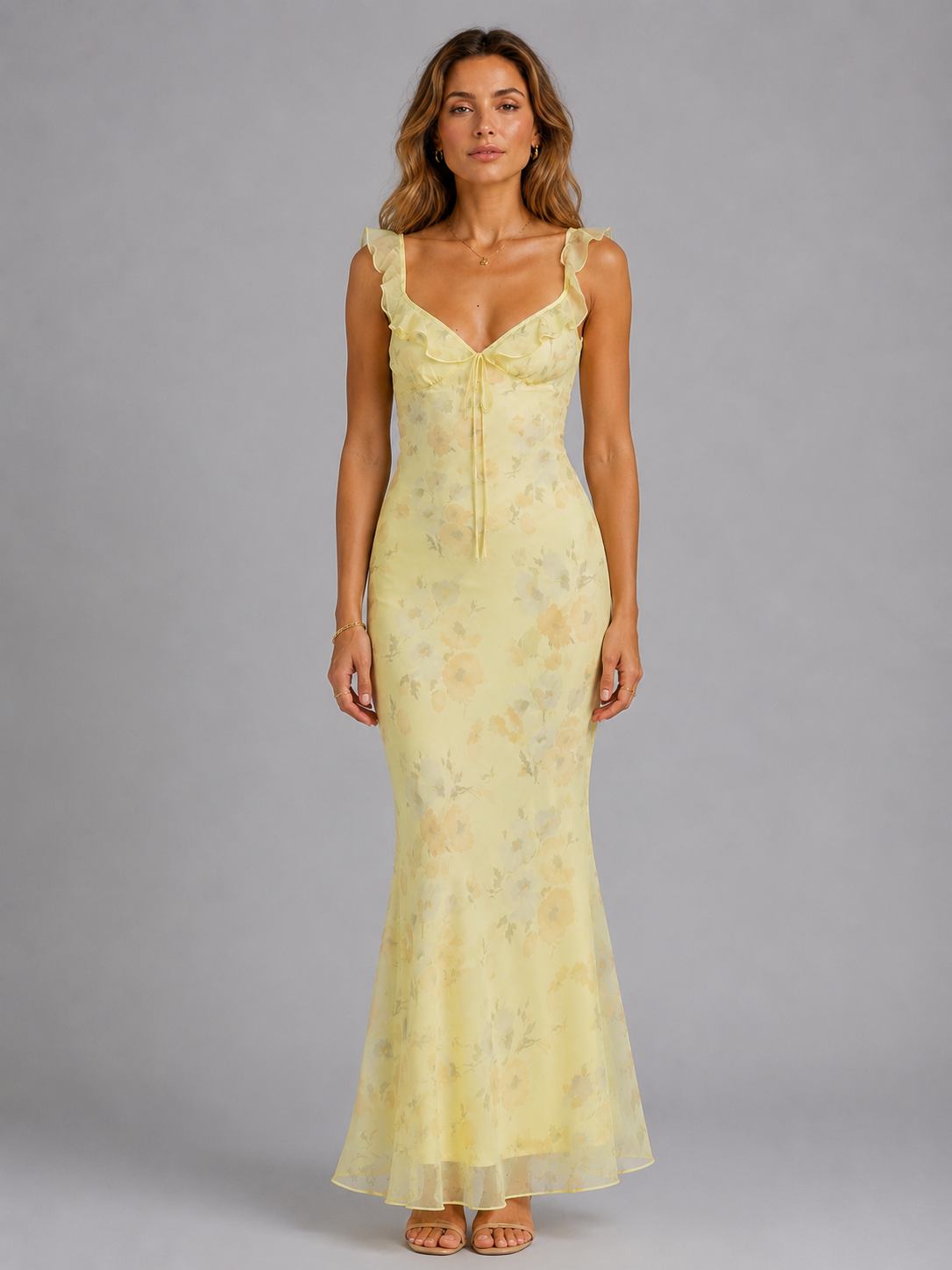 Floral Maxi Sleeveless Dress – Elegant Occasion Silhouette