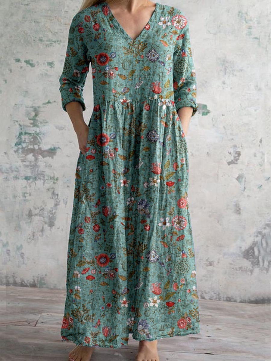 Floral Maxi V-Neck Dress – Relaxed Summer Style