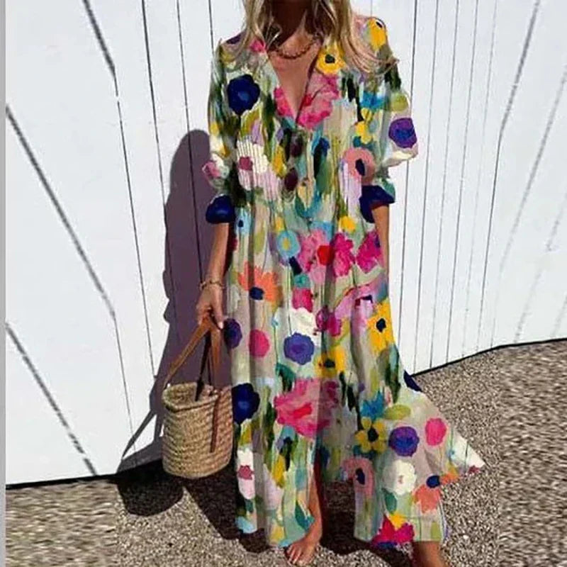 Floral Maxi V-Neckline Jumpsuit – Effortless Summer Silhouette