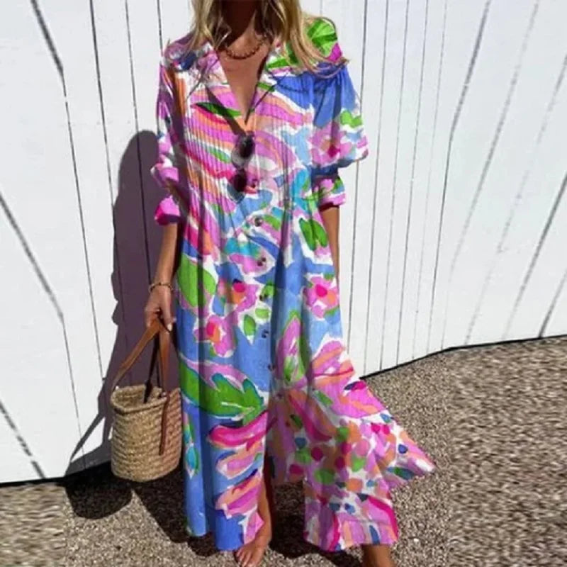 Floral Maxi V-Neckline Jumpsuit – Effortless Summer Silhouette
