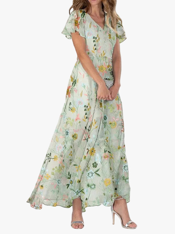 Floral Maxi Wedding Guest Dress – Elegant Summer Occasion Style