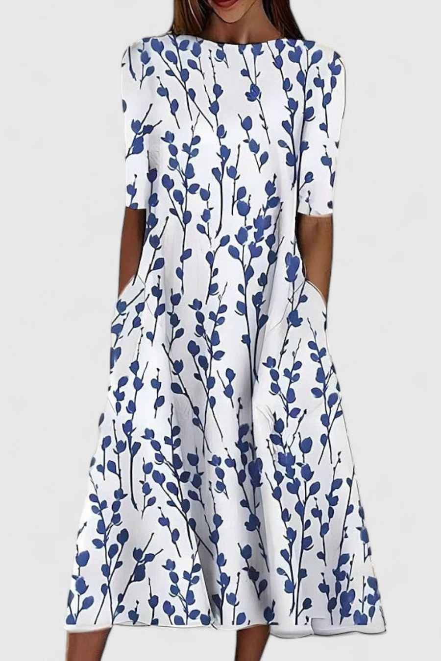 Floral Midi A-Line Dress – Smart Everyday Style