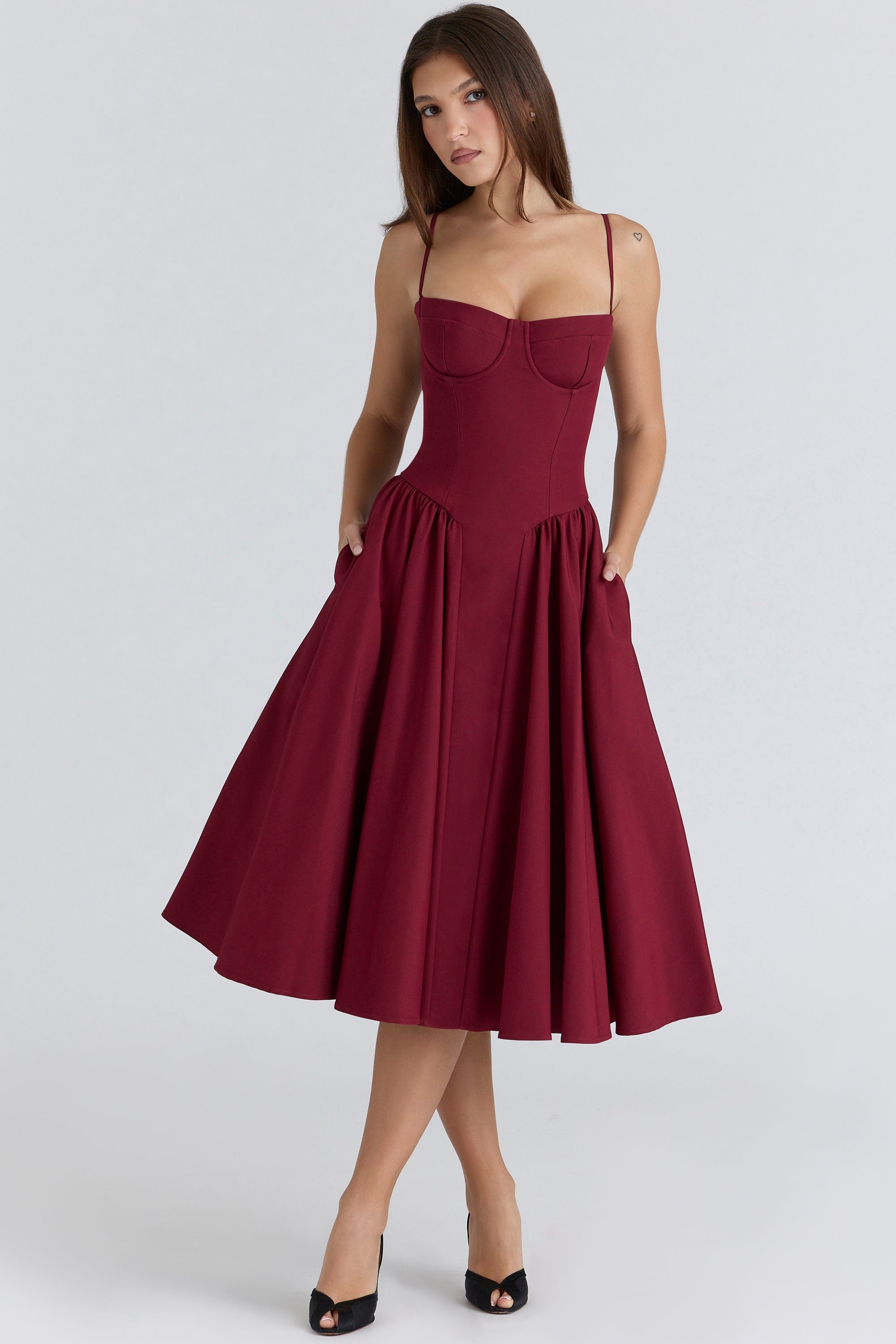 Floral Midi Skater Dress – Elegant Occasion Silhouette