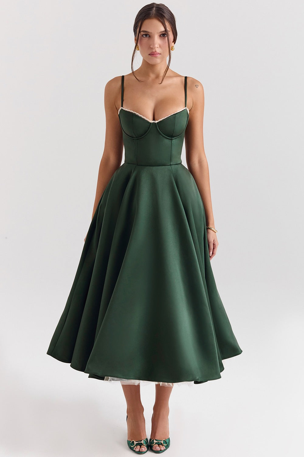 Floral Midi Skater Dress – Elegant Occasion Silhouette