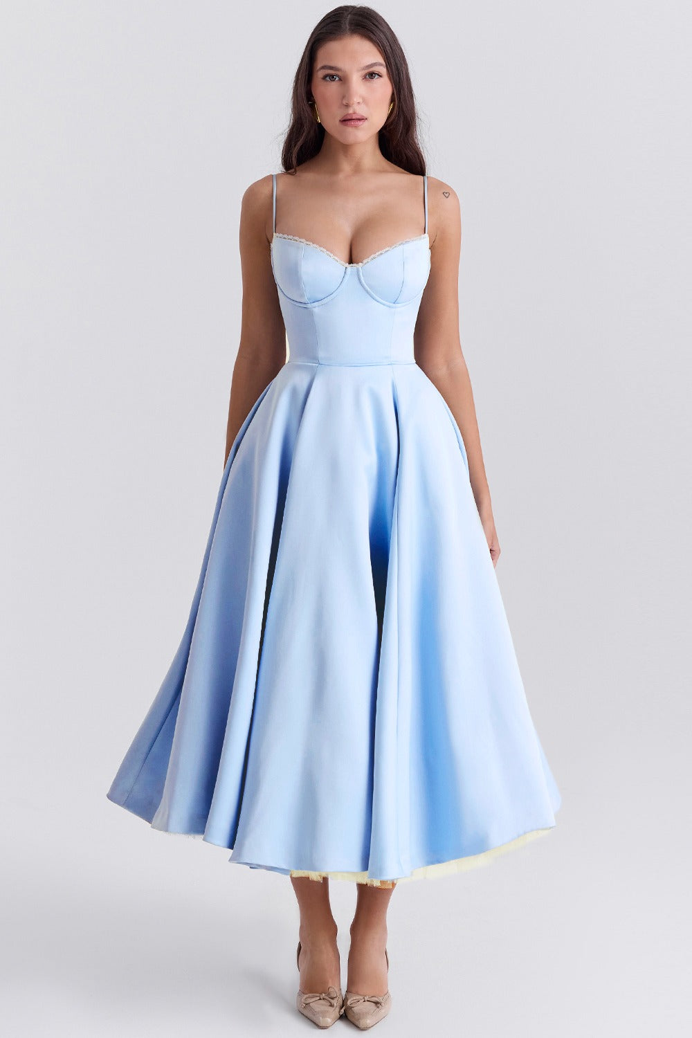 Floral Midi Skater Dress – Elegant Occasion Silhouette