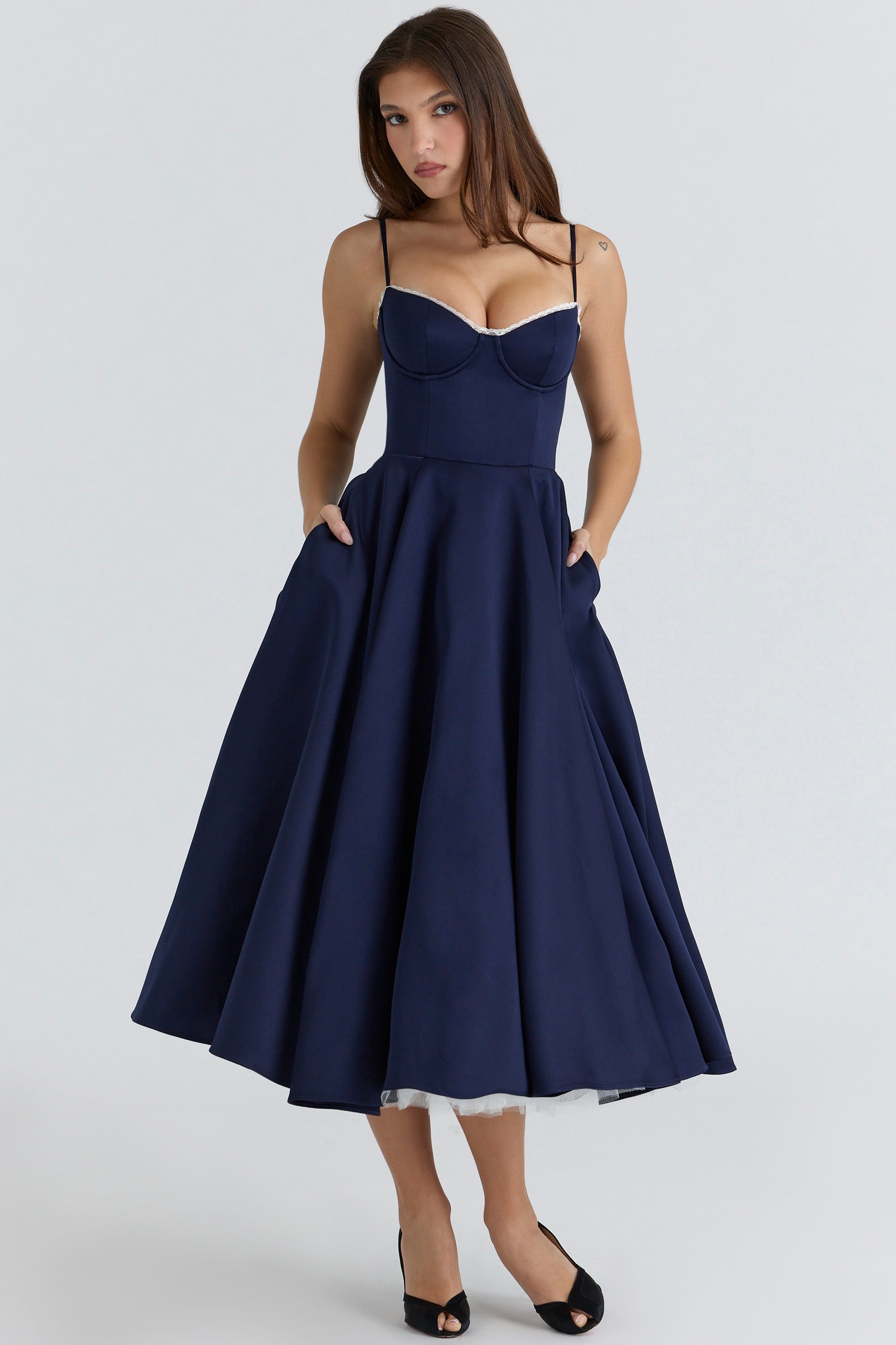 Floral Midi Skater Dress – Elegant Occasion Silhouette