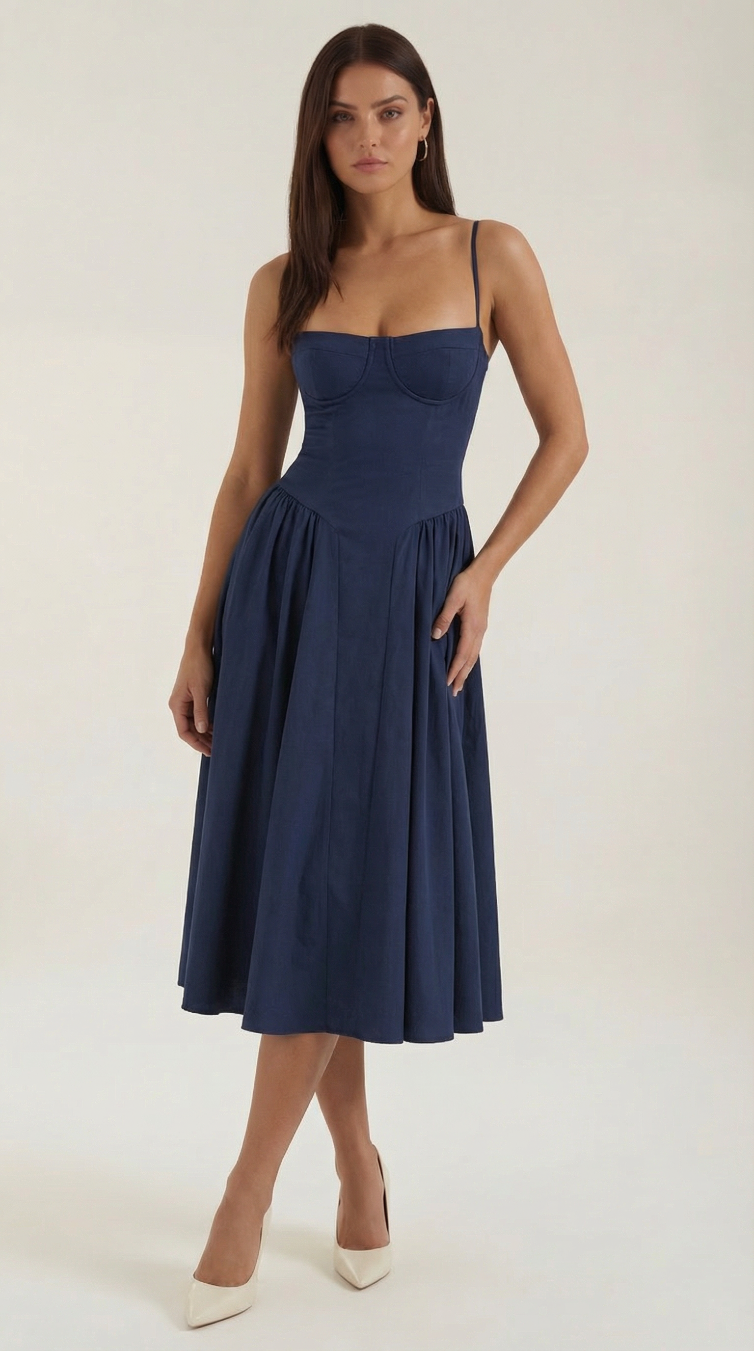 Floral Midi Sweetheart Dress – Effortless Summer Silhouette