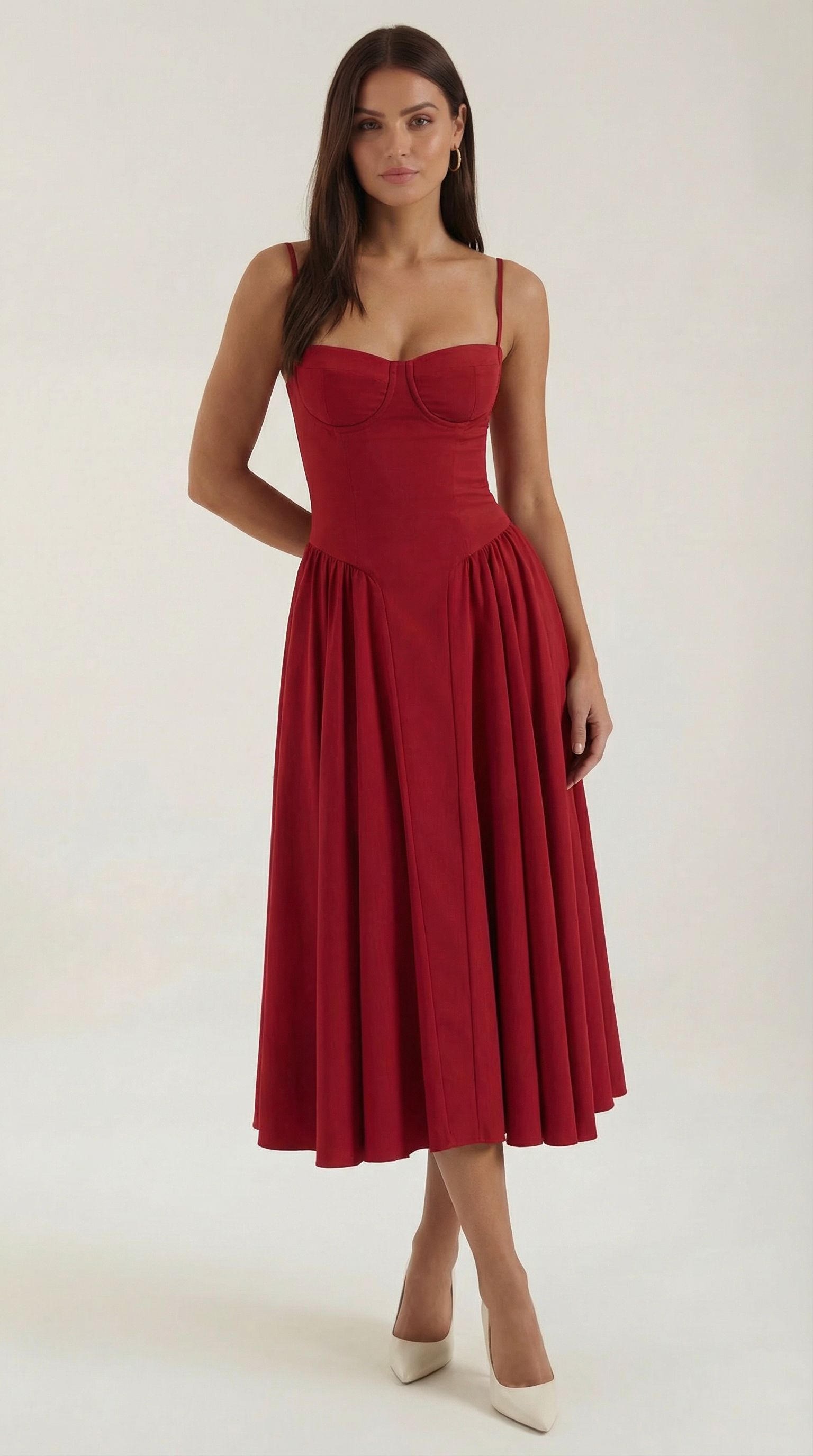 Floral Midi Sweetheart Dress – Effortless Summer Silhouette