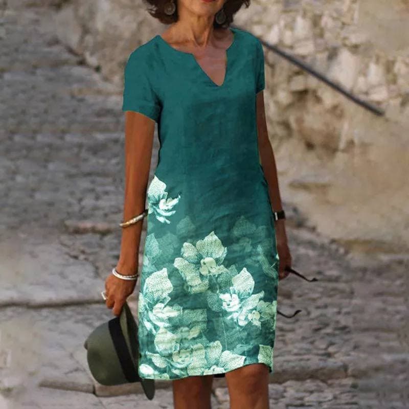 Floral Midi V-Neckline Dress – Easy Warm-Weather Style