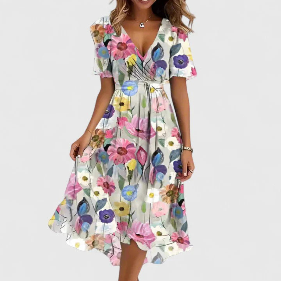 Floral Midi Wedding Guest Dress – Elegant Summer Occasion Style