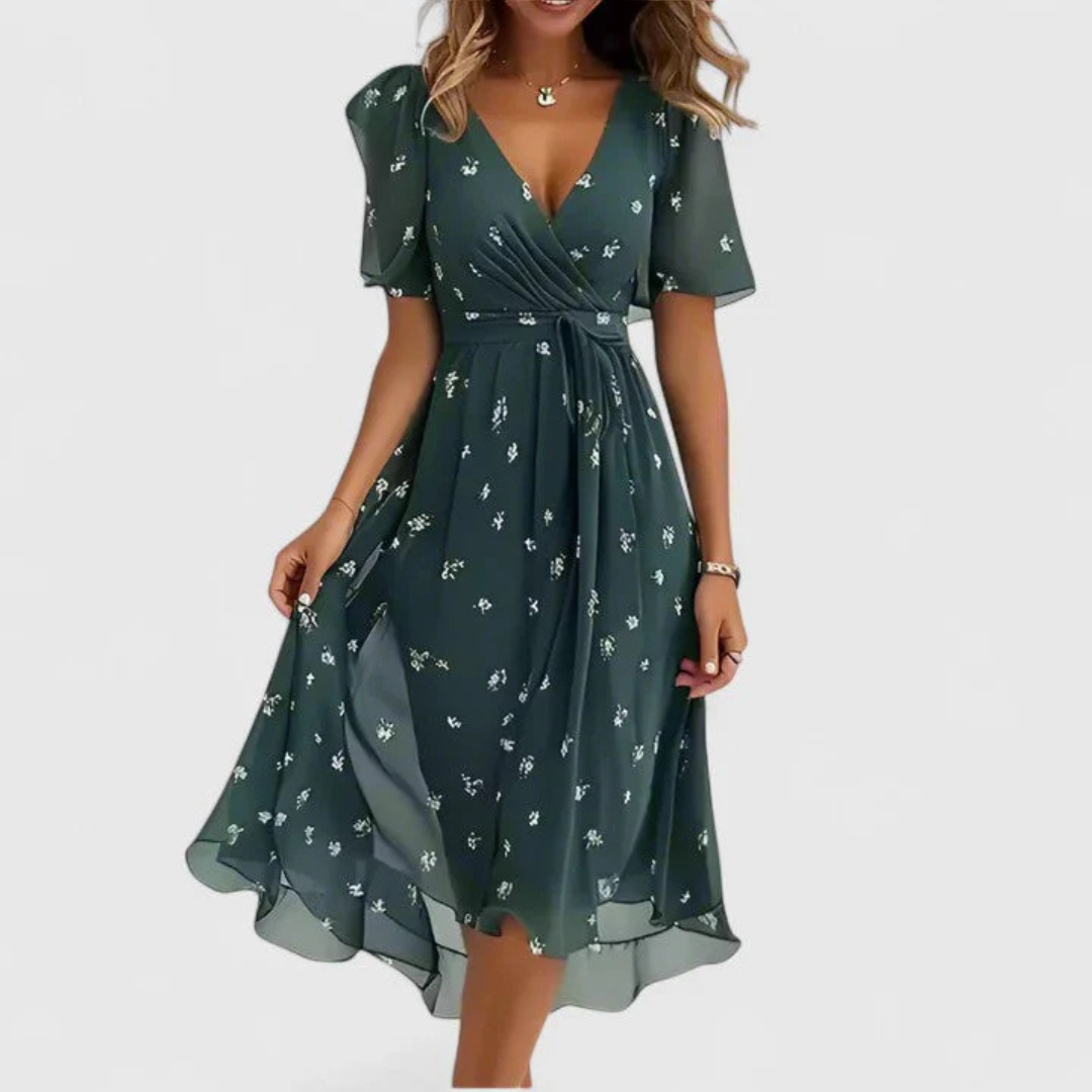 Floral Midi Wedding Guest Dress – Elegant Summer Occasion Style