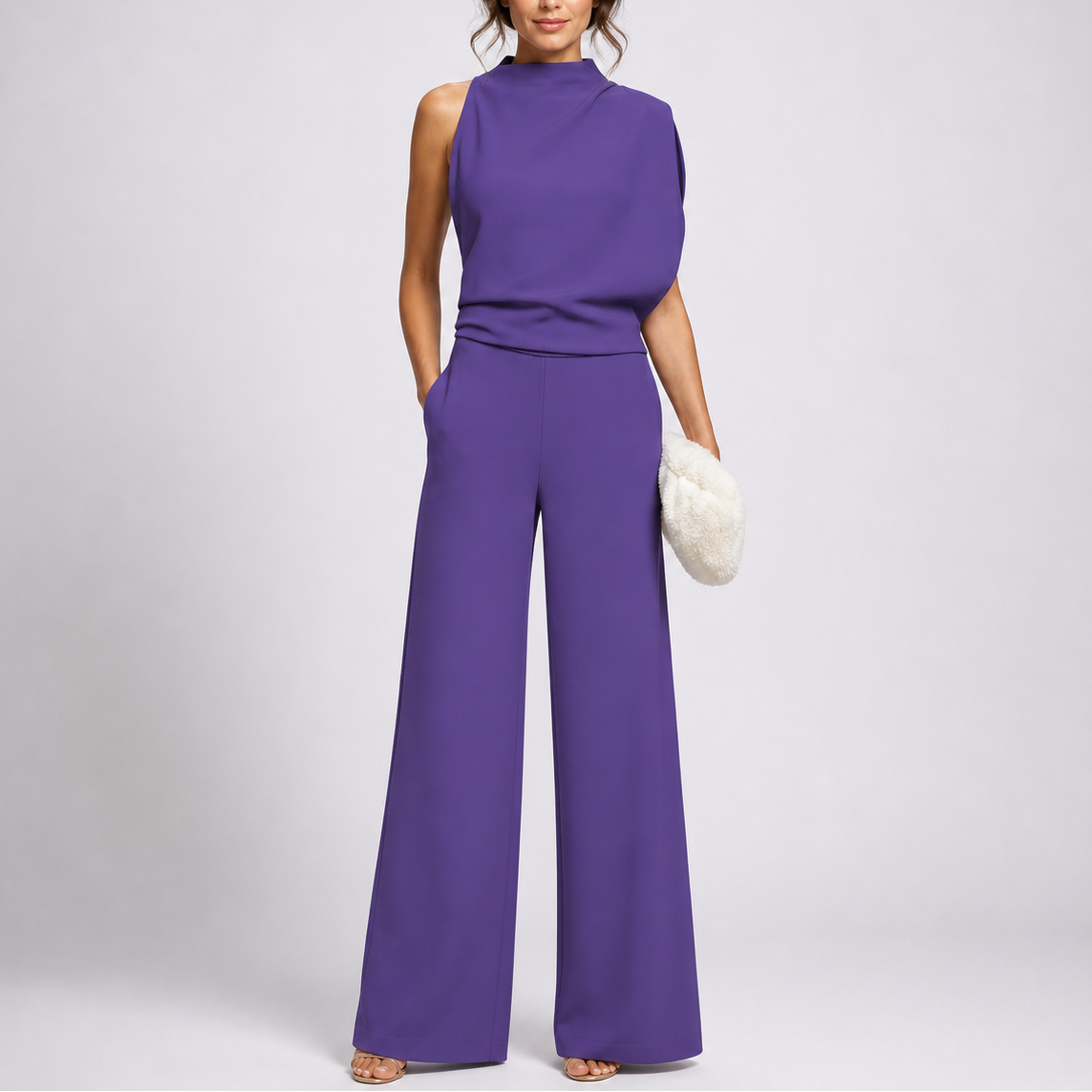 High-Neck Jumpsuit – Elegant Warm-Weather Style