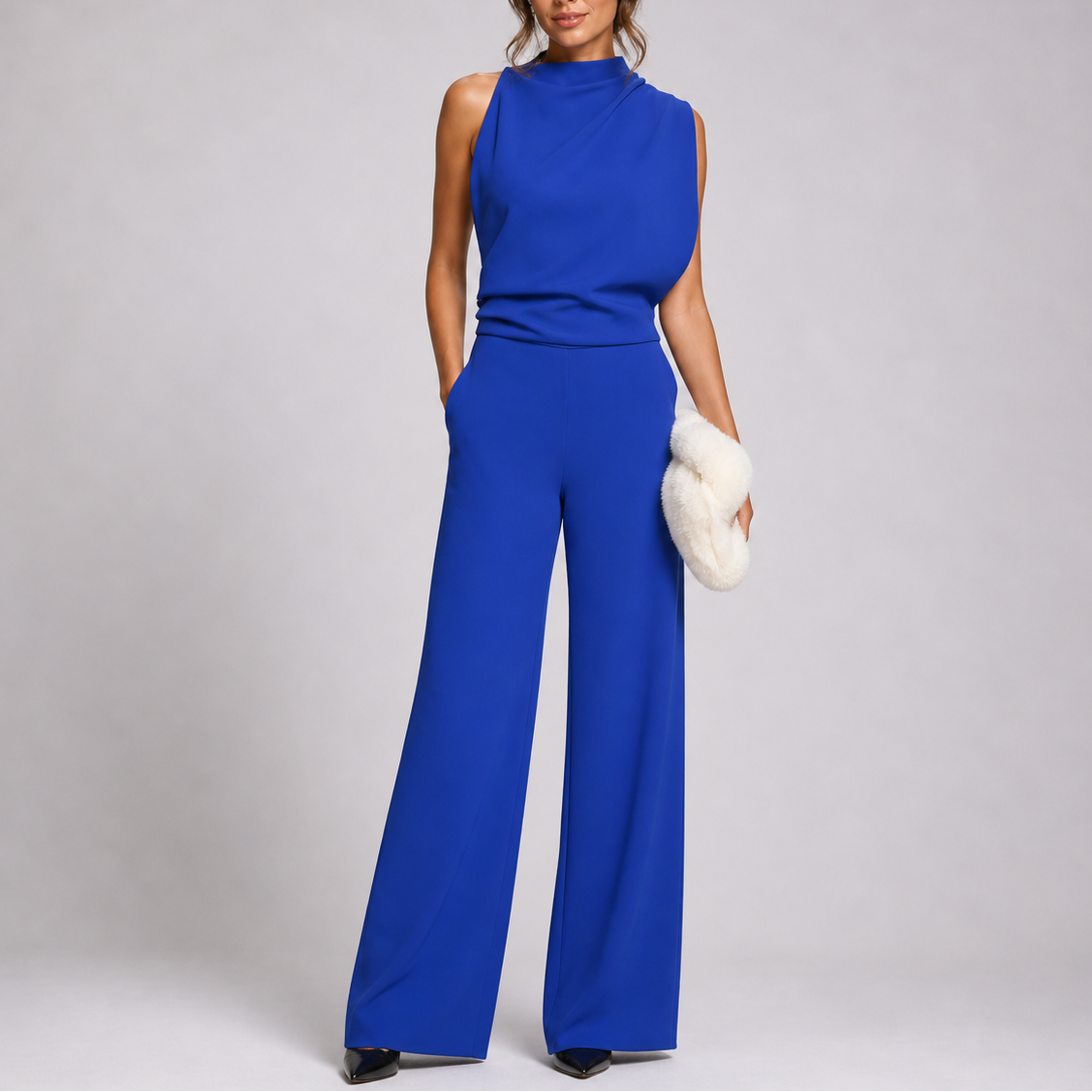 High-Neck Jumpsuit – Elegant Warm-Weather Style