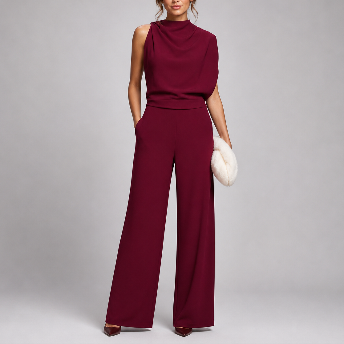 High-Neck Jumpsuit – Elegant Warm-Weather Style