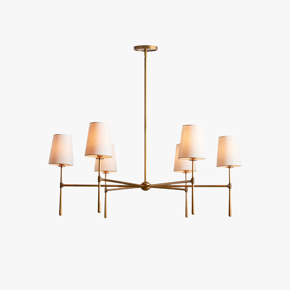 Chandelier Light Fixture – Mid-Century Modern Chandelier with Fabric Shades, 4-Light / 6-Light