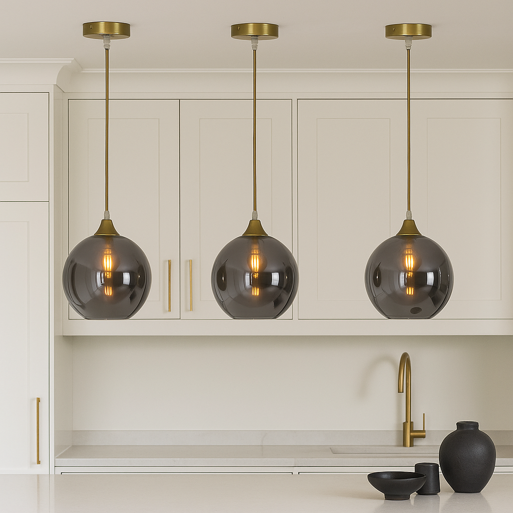 Gold Glass Pendant Light Fixture – Modern Globe Ceiling Light