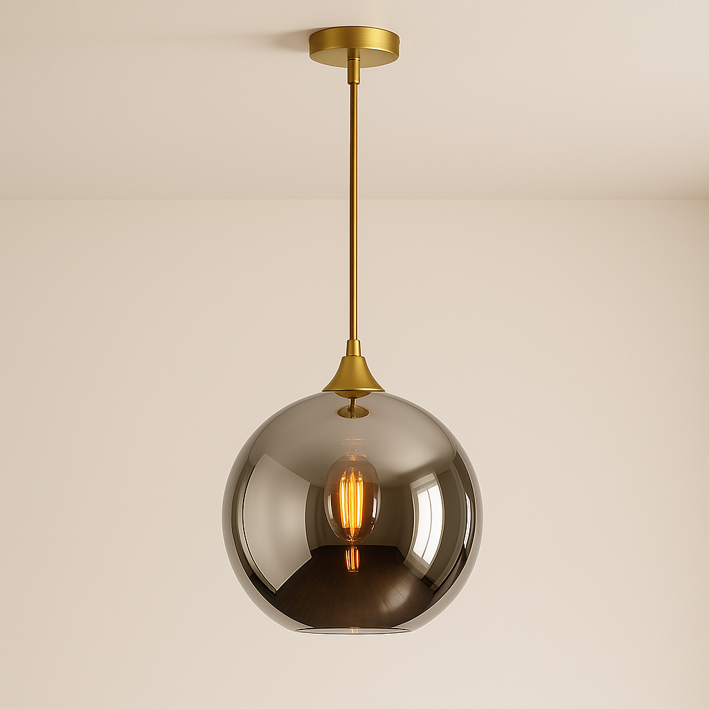 Gold Glass Pendant Light Fixture – Modern Globe Ceiling Light