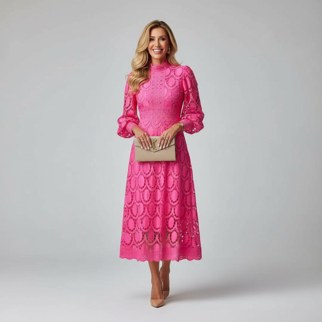 Lace Midi Bodycon Wedding Guest Dress – Polished Warm-Weather Look