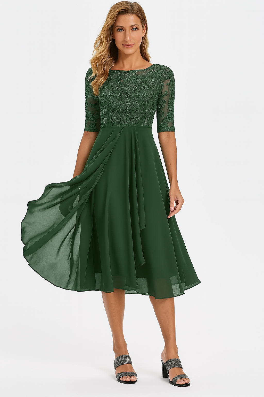 Lace Midi Wedding Guest Dress – Elegant Summer Occasion Style