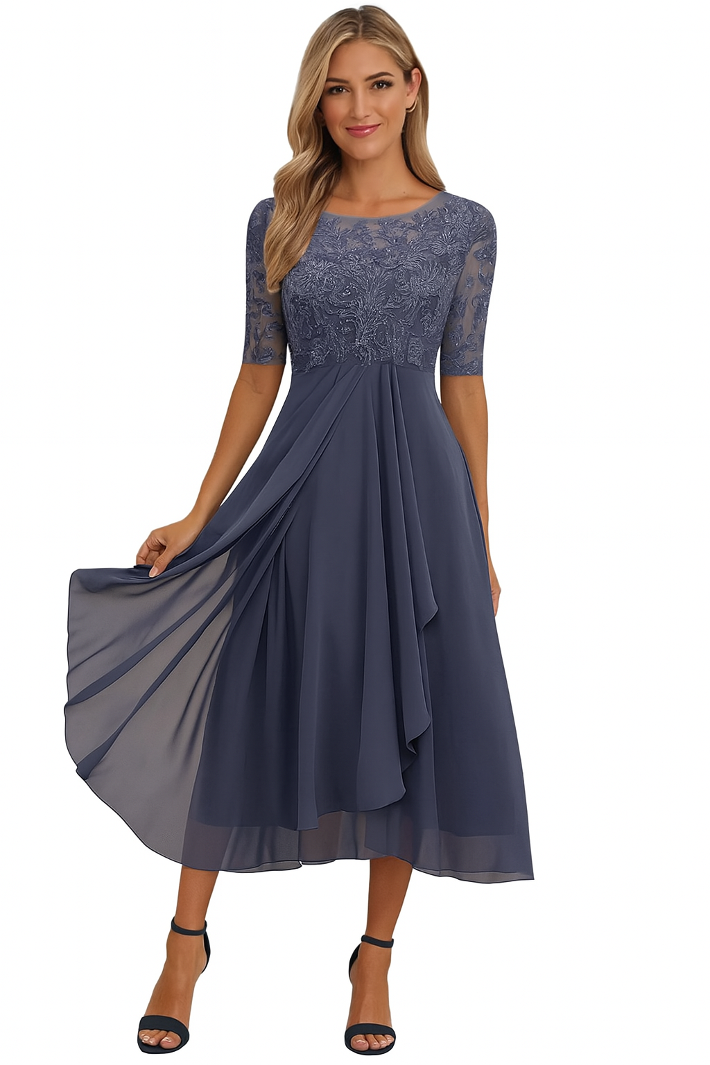Lace Midi Wedding Guest Dress – Elegant Summer Occasion Style