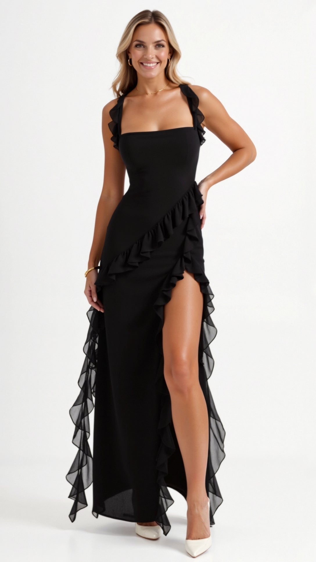 Maxi Ruffle Dress – Evening-Ready Elegance