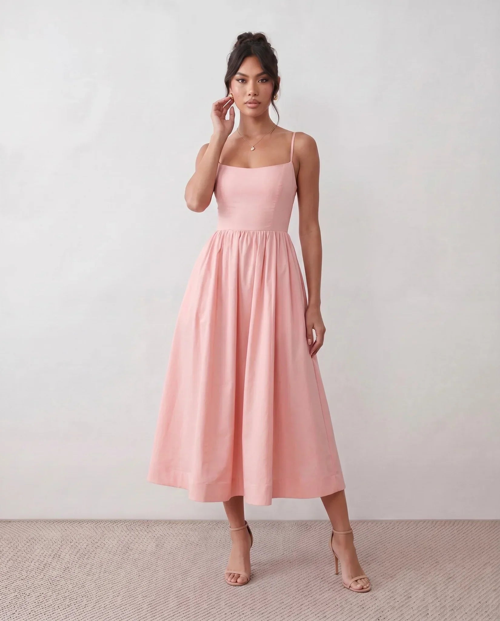 Midi A-Line Wedding Guest Dress – Effortless Elegance