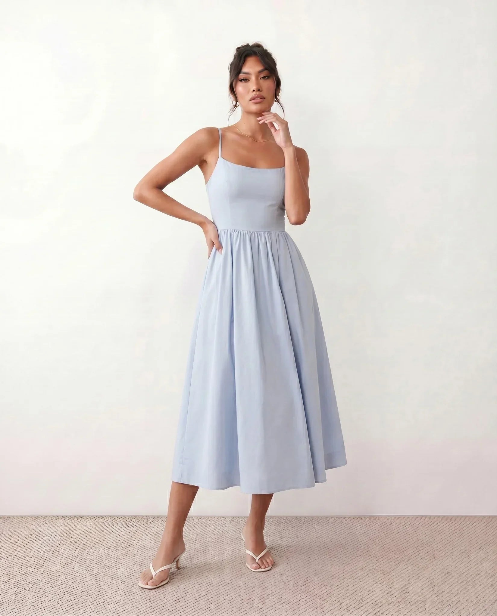 Midi A-Line Wedding Guest Dress – Effortless Elegance