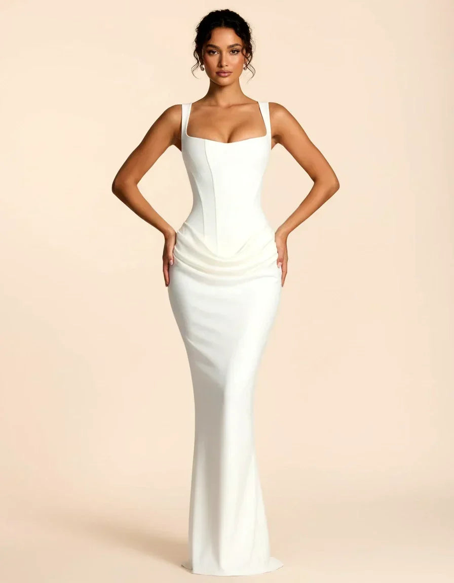 Strapless Corset Mermaid Midi Wedding Guest Dress