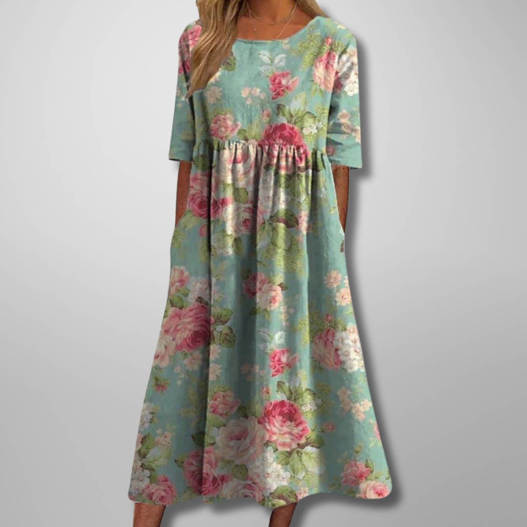 Midi Round-Neck Dress – Effortless Summer Style
