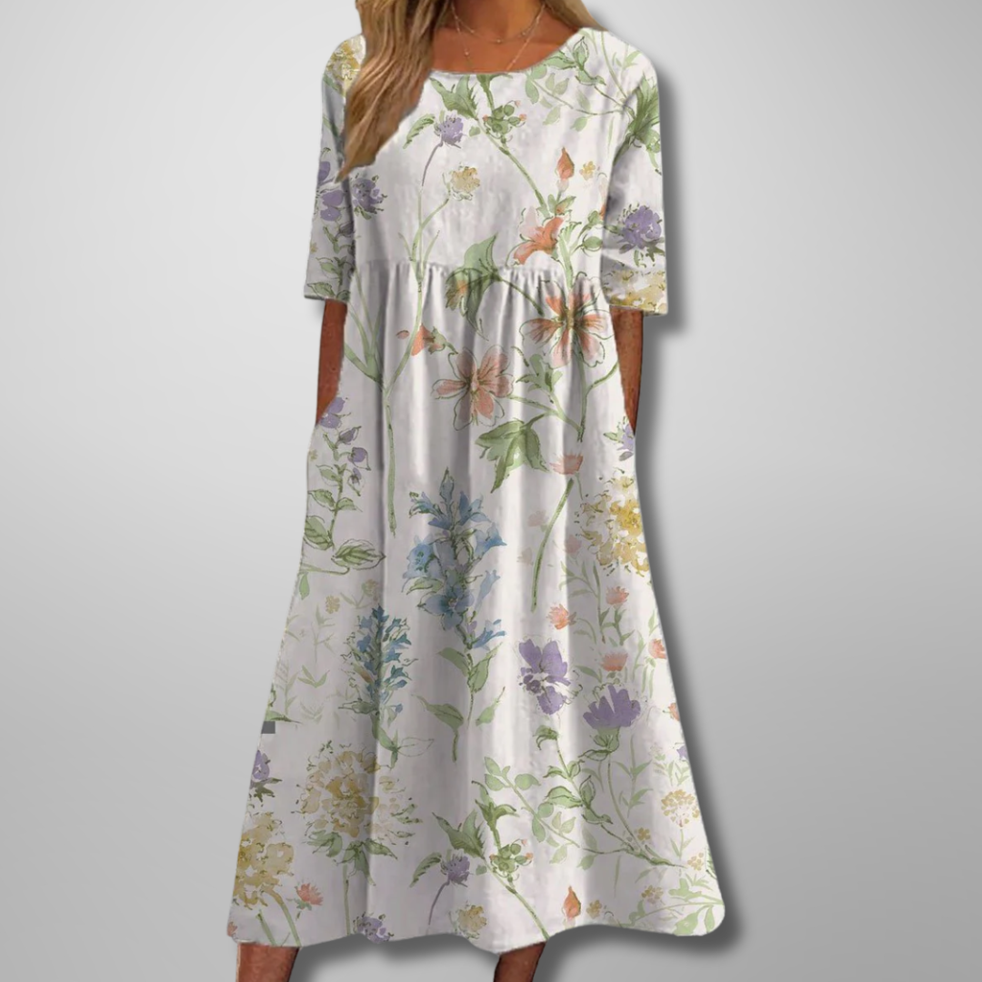 Midi Round-Neck Dress – Effortless Summer Style