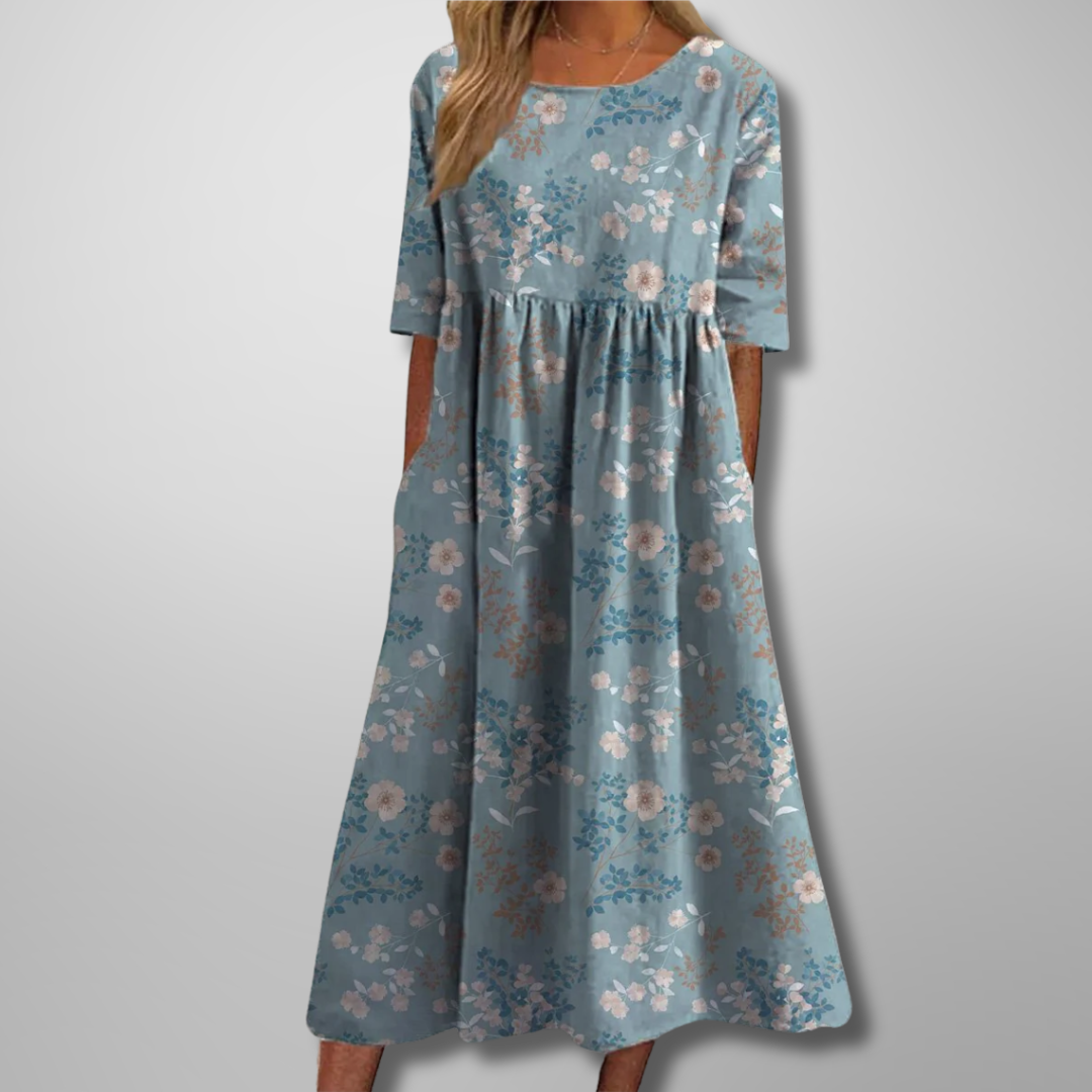 Midi Round-Neck Dress – Effortless Summer Style