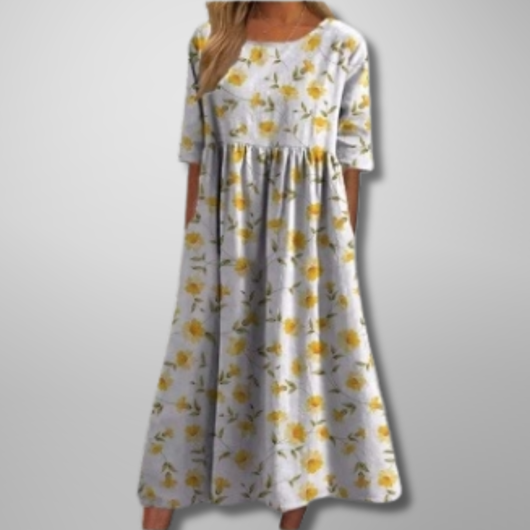 Midi Round-Neck Dress – Effortless Summer Style