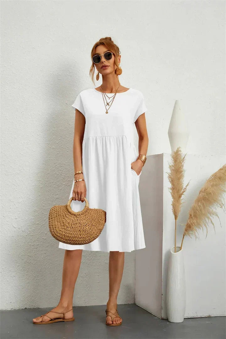 Midi Round-Neck Dress – Relaxed Summer Style