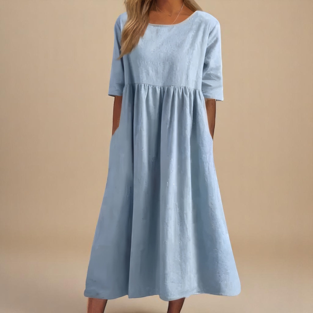 Midi Scoop-Neck Dress – Effortless Summer Style