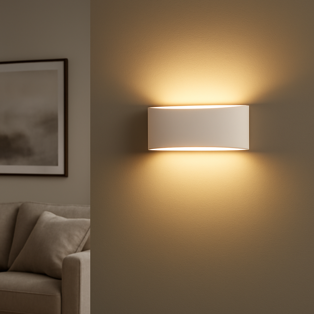 Large Plaster Wall Sconce – Modern Paintable Up & Down Wall Light Fixture