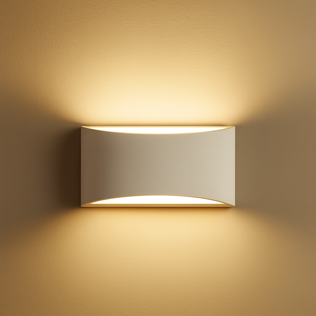 Large Plaster Wall Sconce – Modern Paintable Up & Down Wall Light Fixture