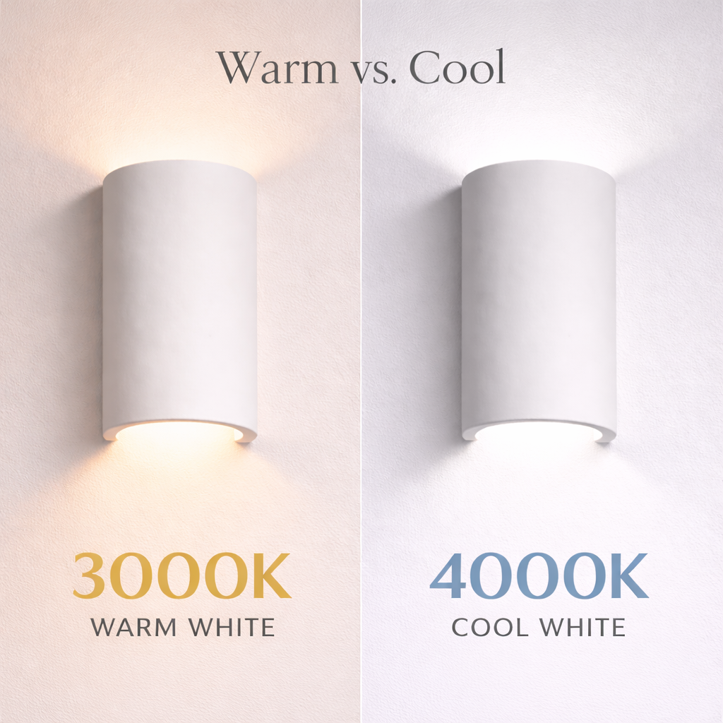 Wall Sconce Light Fixture – Modern Up and Down Wall Sconce in Paintable Plaster